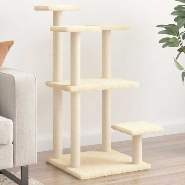 vidaXL Cat Scratching Posts with Platforms Cream 98.5 cm