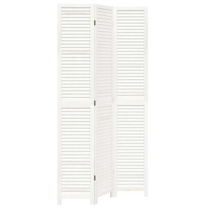 vidaXL Room Divider&nbsp;3 Panels White Solid Wood Paulownia