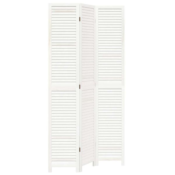 vidaXL Room Divider&nbsp;3 Panels White Solid Wood Paulownia