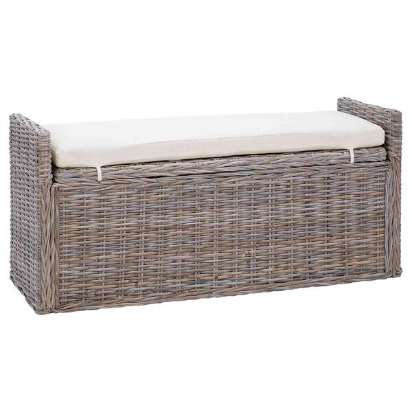 vidaXL Storage Bench with Cushion Grey 110 x 40 x 50 cm Rattan