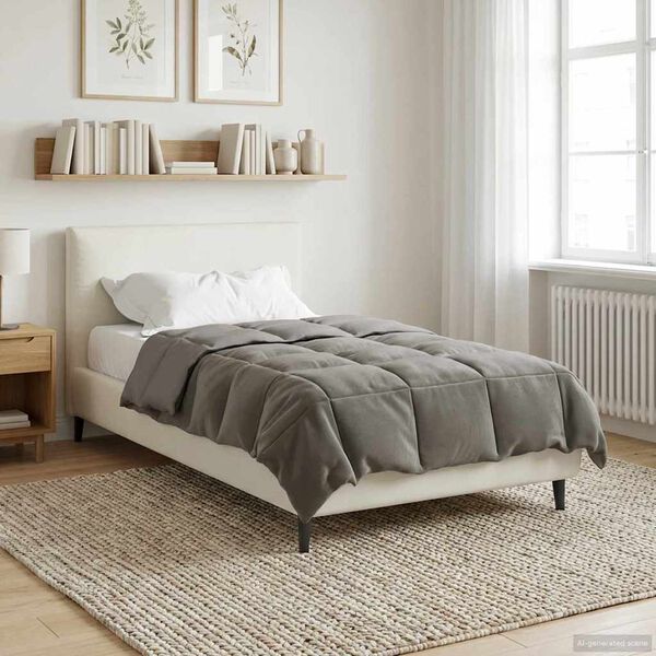 vidaXL Full Year Duvet Quilted Light Grey 155 x 220 cm Microfiber