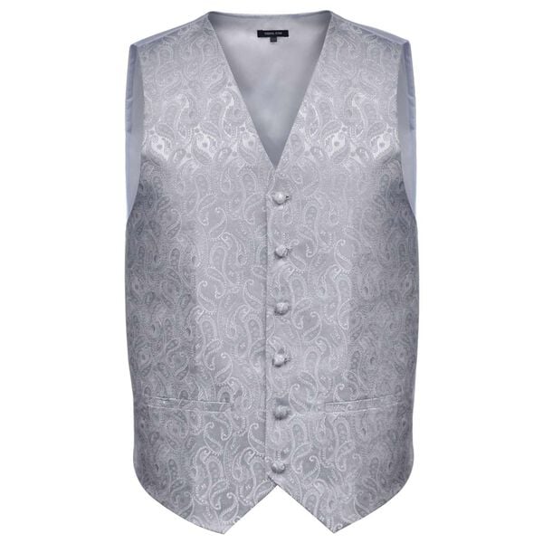 vidaXL Mens Weddingvest Set Silver 56 Polyester