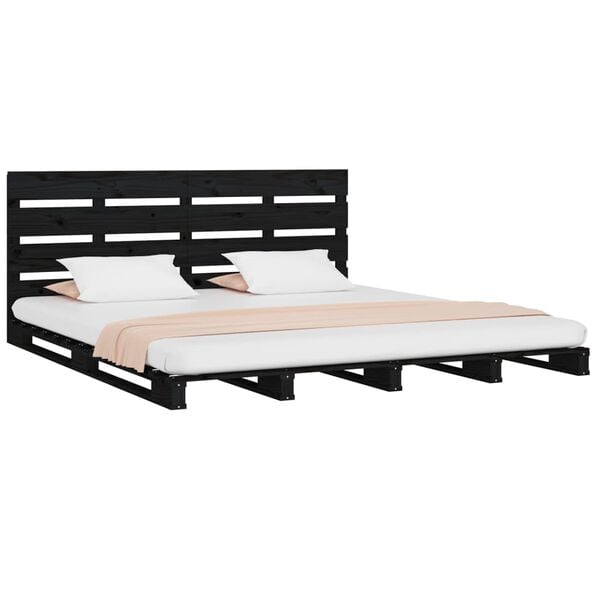 vidaXL Bed Frame without Mattress Black Solid Wood Pine Small Double