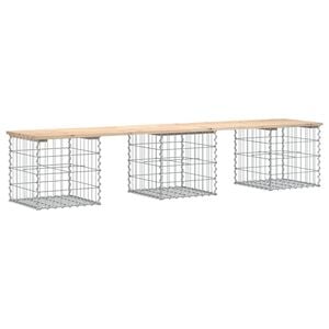 vidaXL Garden Bench Gabion Design 203x44x42 cm Solid Wood Pine