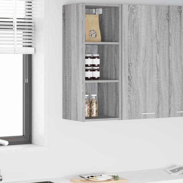 vidaXL Hanging Cabinet Grey Sonoma 30 x 29.5 x 80 cm Engineered Wood