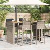 vidaXL 5 Piece Garden Bar Set with Cushions Grey Poly Rattan Acacia