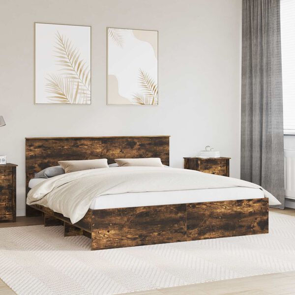 vidaXL Bed Frame Smoked Oak 180 x 200 cm Engineered Wood
