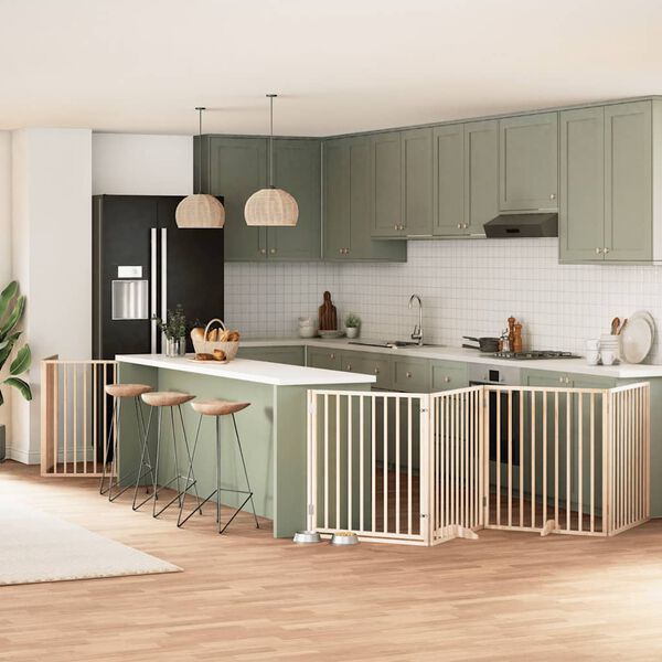 vidaXL Dog Gate with Door Foldable 10 Panels 800 cm Poplar Wood