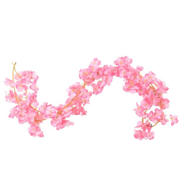 vidaXL Flower Garlands 6 pcs Dark Pink 180 cm