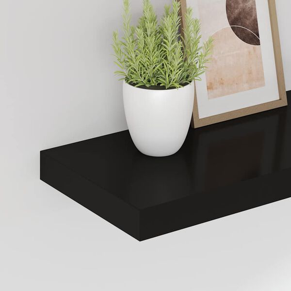 vidaXL Floating Wall Shelf Black 80x23.5x3.8 cm MDF