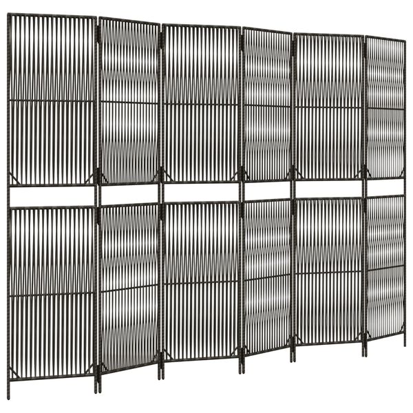 vidaXL Room Divider 6 Panels Grey Poly Rattan