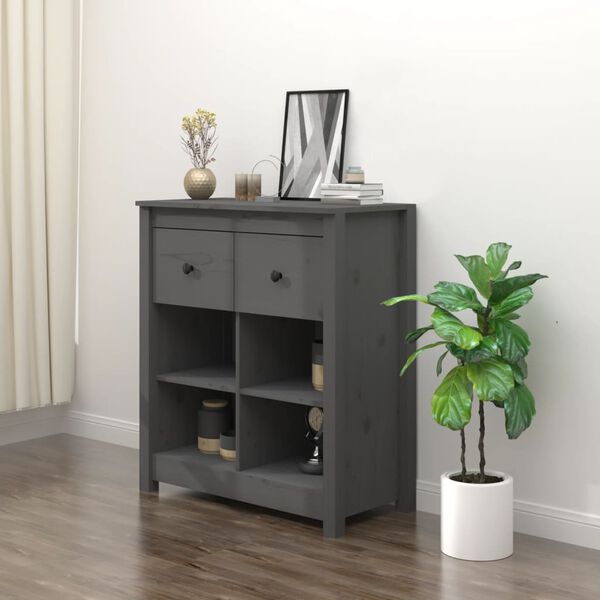 vidaXL Sideboard Grey 70x35x80 cm Solid Wood Pine