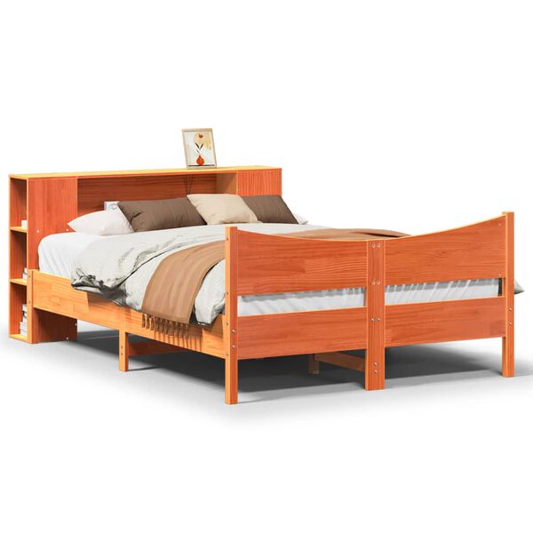 vidaXL Bed Frame without Mattress Wax Brown 140x200 cm Solid Wood Pine