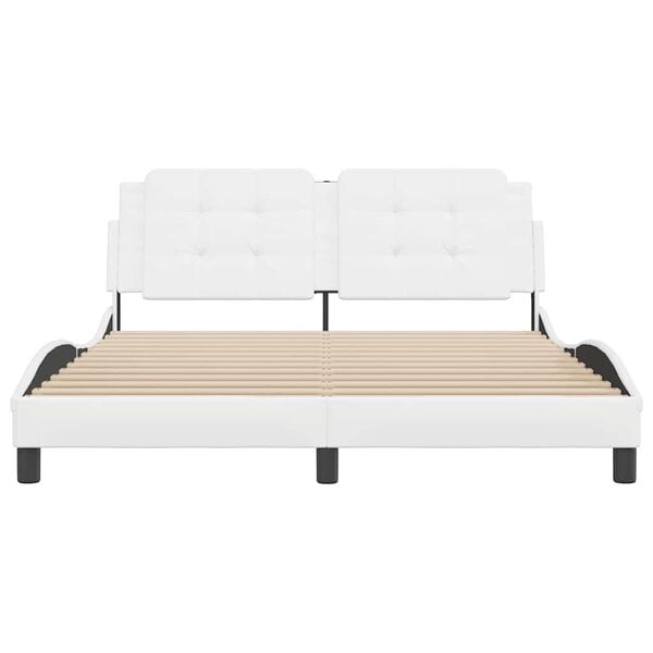 vidaXL Bed Frame without Mattress "Zadar" White 160x200 cm Faux Leather