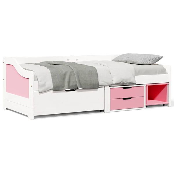 vidaXL Day Bed with 3 Drawers without Mattress IRUN White&Pink 90x200 cm
