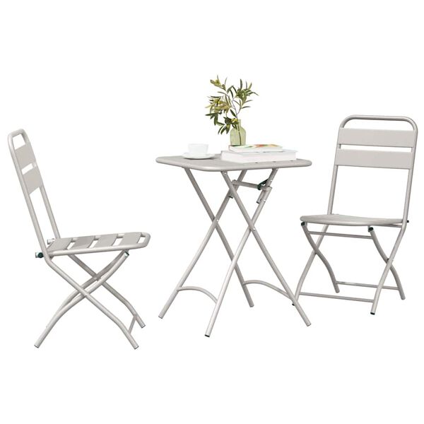 vidaXL Bistro Set 3 pcs Beige Steel