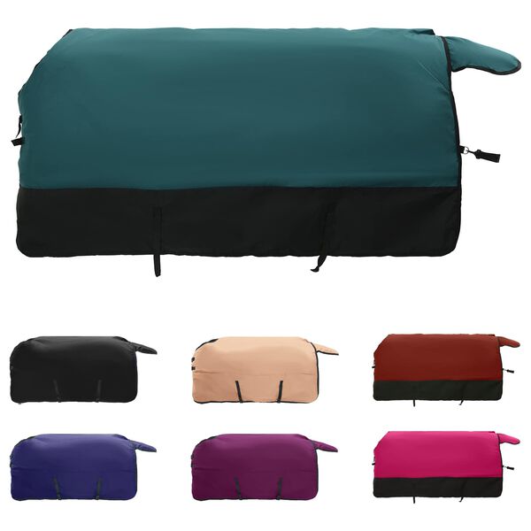 vidaXL Horse Blanket Dark Green and Black 115 cm Polyester