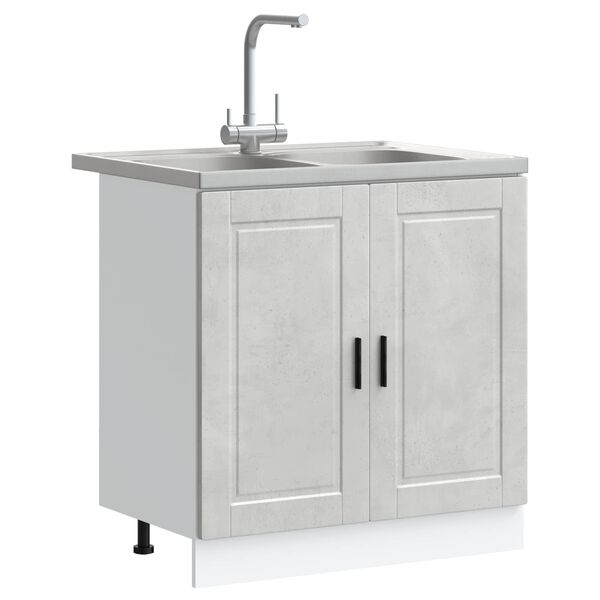 vidaXL Sink Base Cabinet with Storage Porto 2 pcs Grey Engineered wood