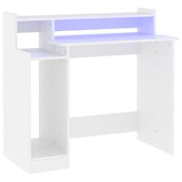 vidaXL Desk with LED Lights White 97x45x90 cm Engineered Wood