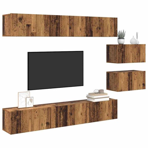 vidaXL TV Cabinet Set Wall-mounted Old Wood Engineered Wood