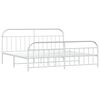 vidaXL Metal Bed Frame without Mattress with Footboard White 200x200cm