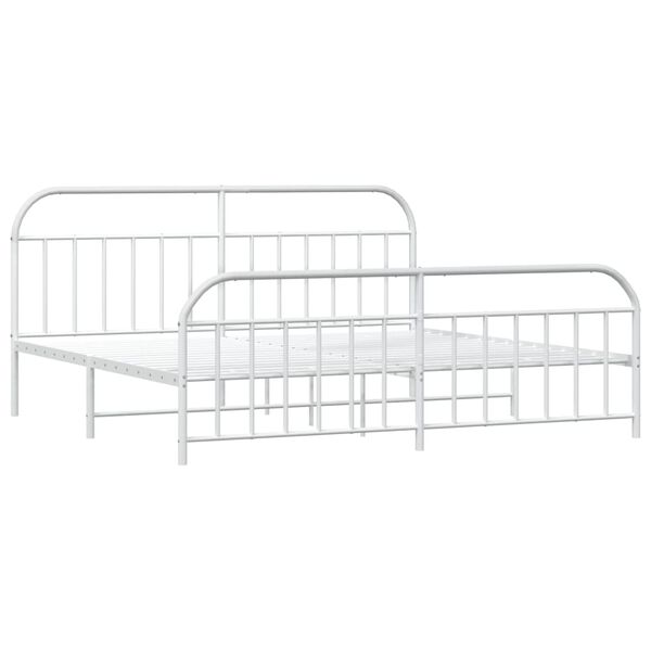 vidaXL Metal Bed Frame without Mattress with Footboard White 200x200cm