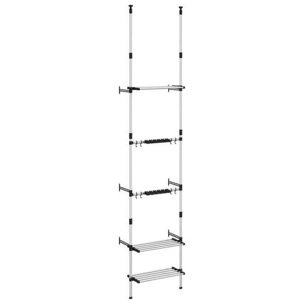 vidaXL Telescopic Garden Rack with 3 Shelves Silver Aluminium