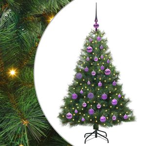 vidaXL Artificial Christmas Tree with 150 LEDs Green 120 cm PE and PVC