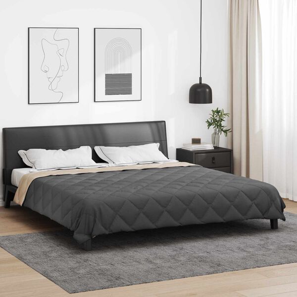 vidaXL Summer Duvet Anthracite and Taupe 220 x 200 cm Microfiber