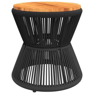 vidaXL Coffee Table with Wire Base Black &Oslash; 45x44 cm Solid Wood Acacia