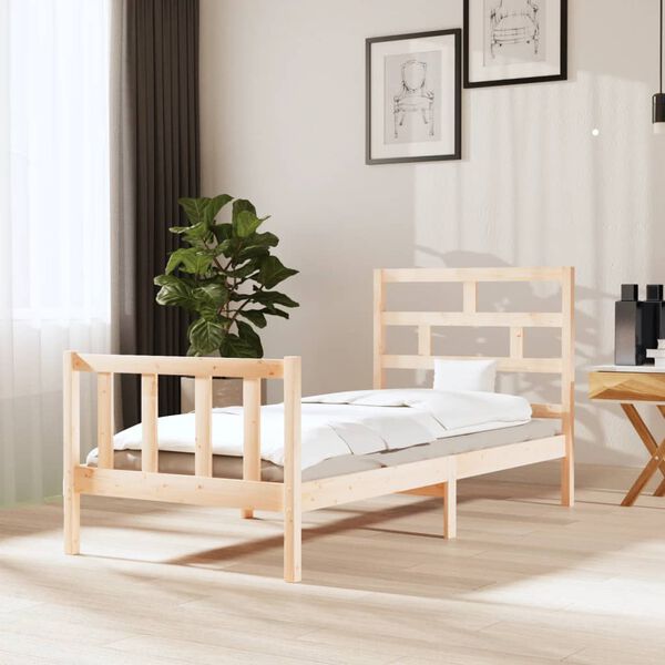 vidaXL Bed Frame without Mattress Solid Wood 100x200 cm (810072+814179)