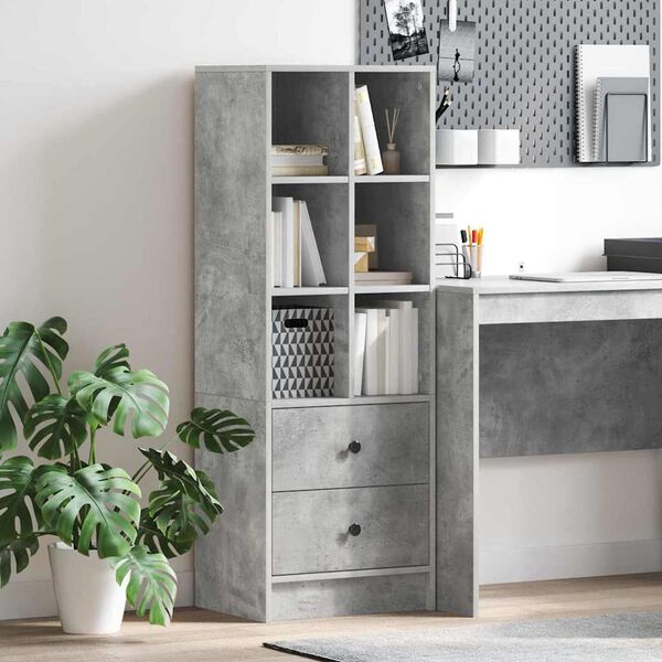 vidaXL Highboard with Drawer Concrete Grey 45.5 x 34 x 127 cm
