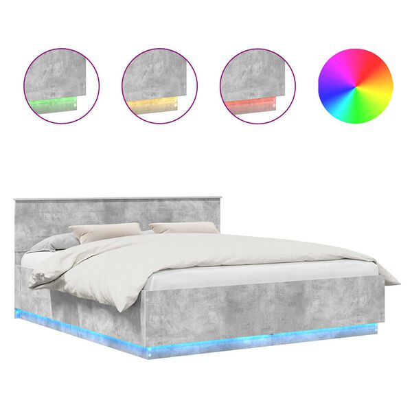 vidaXL Bed Frame Concrete Grey 200 x 200 cm Engineered Wood
