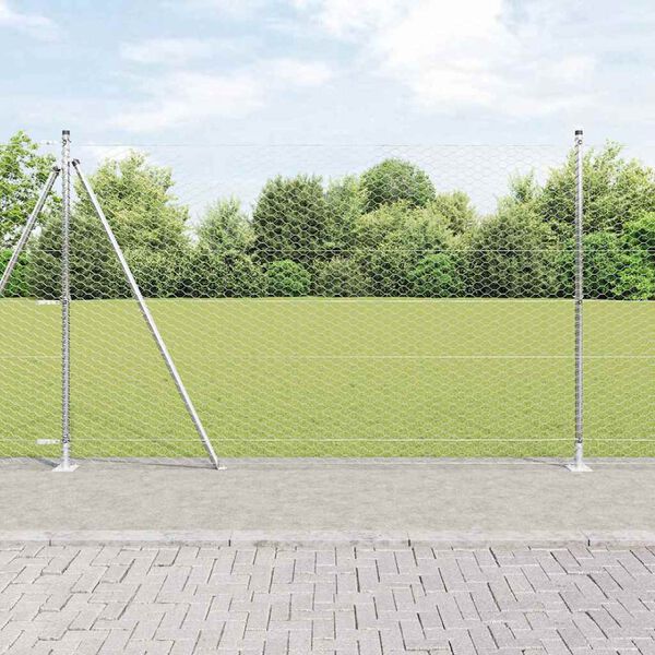 vidaXL Fence Post Silver 50 x 1.6 m (36 mm mesh) Steel