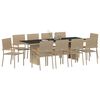 vidaXL Garden Dining Set 11 pcs Beige Poly Rattan