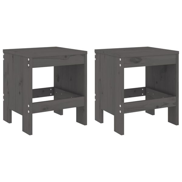 vidaXL Garden Stools 2 pcs Grey 40x36x45 cm Solid Wood Pine