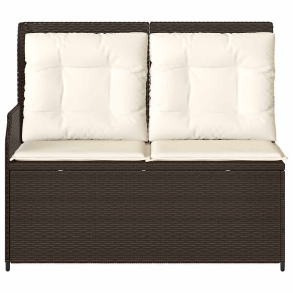 vidaXL Garden Bench with Cushion Brown Poly rattan