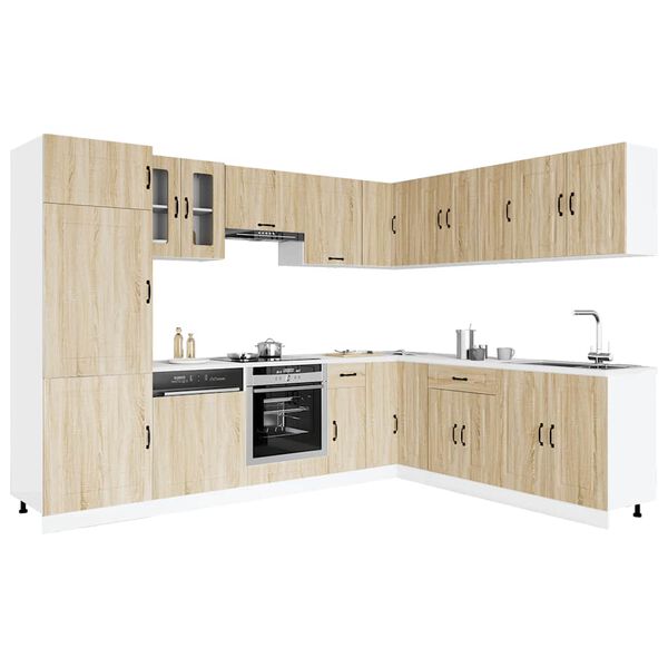 vidaXL 14 Piece Kitchen Cabinet Set Kalmar Sonoma Oak Engineered Wood
