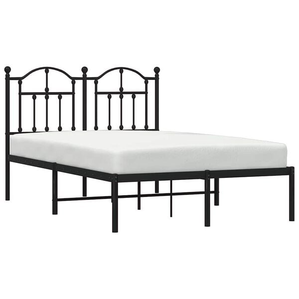 vidaXL Metal Bed Frame without Mattress with Headboard Black 120x200cm