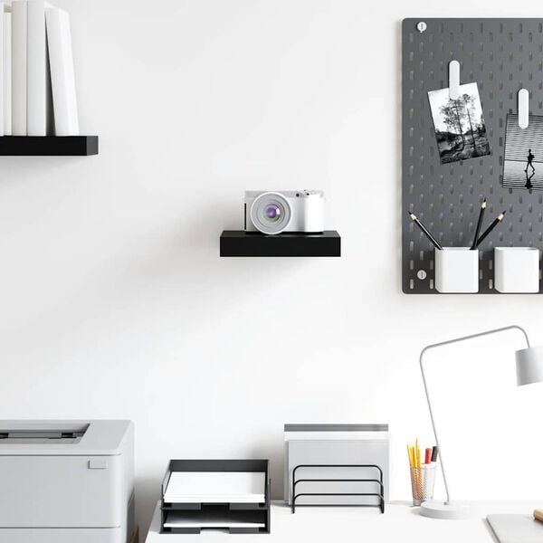 vidaXL Floating Wall Shelf High Gloss Black 23x23.5x3.8 cm MDF