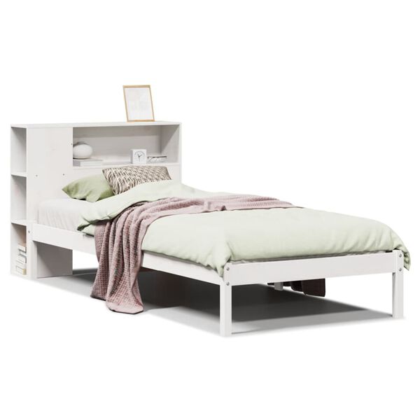 vidaXL Bookcase Bed without Mattress White 75x190 cm Small Single Solid Wood Pine