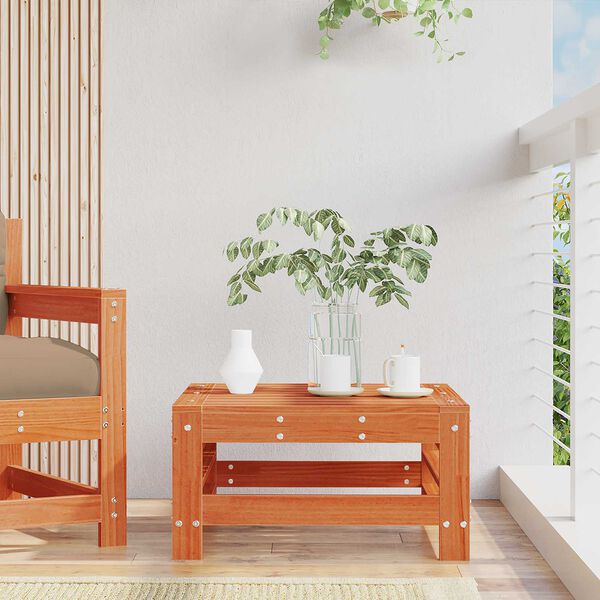 vidaXL Garden Footrest Solid Pine Wood Wax Brown 57.5 x 57.5 x 30 cm