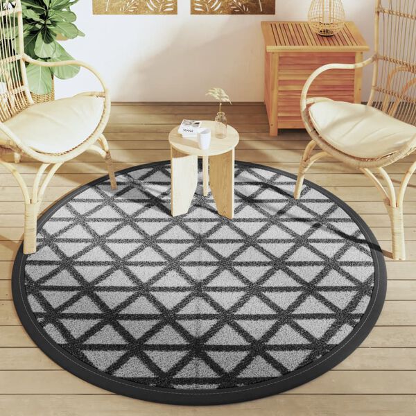 vidaXL Outdoor Carpet ARAKIL Black Ø160 cm PP