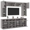 vidaXL 6 Piece TV Wall Cabinet Set with LED Lights Grey Sonoma