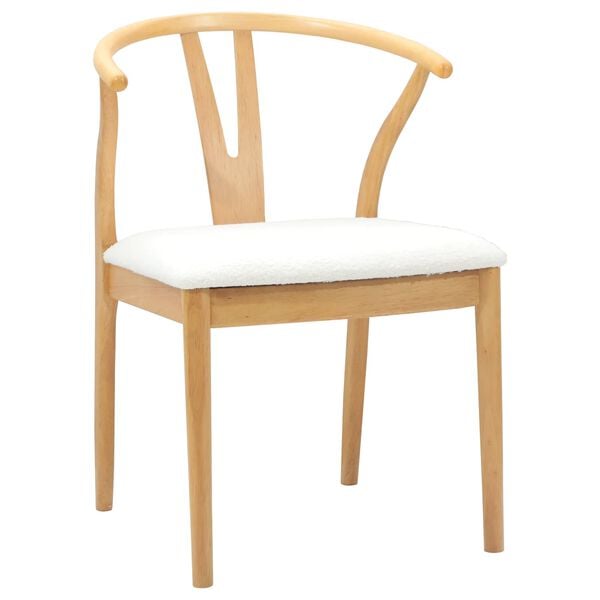 vidaXL Dining Chair 2 pcs Natural and Light Solid Rubber Wood