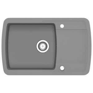 vidaXL Granite Kitchen Sink Single Basin Grey