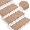 vidaXL Stair Mats Self-adhesive 15 pcs 65x24,5x3,5 cm Beige