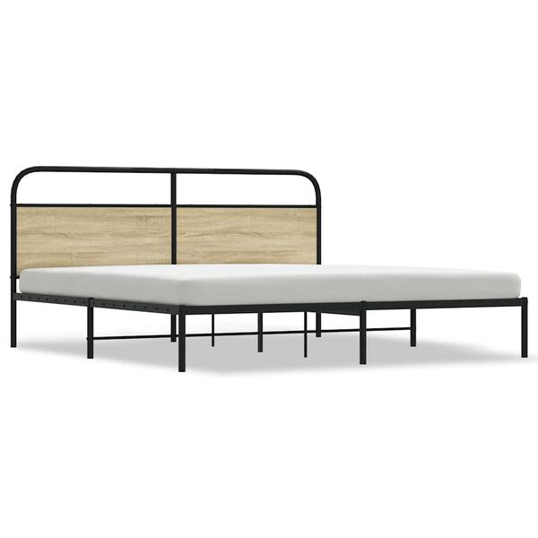 vidaXL Metal Bed Frame without Mattress Sonoma Oak 183x213 cm