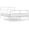 vidaXL Metal Bed Frame without Mattress with Footboard White 140x190cm