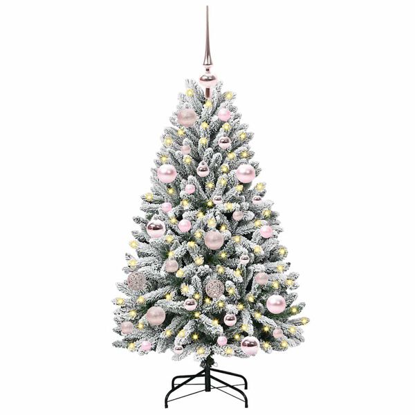 vidaXL Artificial Christmas Tree Green and White 120 cm PVC and Metal